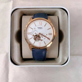 Fossil Townsman Automatic White Dial Navy Blue Leather Strap Watch for Men - ME3171 Authentic Buy Shop Now
