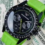 Emporio Armani Sports Analog Black Dial Green Rubber Strap Watch For Men - AR6115 Authentic Buy Shop Now