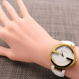 Gucci G Interlocking White Dial White Leather Strap Watch For Women - YA133327 Authentic Buy Shop Now