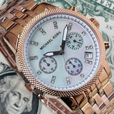 Michael Kors Damen White Dial Rose Gold Steel Strap Watch for Women - MK5026 Authentic Buy Shop Now