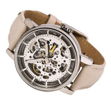 Fossil Boyfriend Automatic Skeleton Silver Dial White Leather Strap Watch for Women - ME3069 Authentic Buy Shop Now