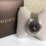 Gucci GG2570 Quartz Black Dial Silver Steel Strap Watch For Men - YA142401 Authentic Buy Shop Now