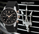 Maserati SFIDA 44mm Black Silicon Chronograph Watch For Men - R8871640002 Authentic Buy Shop Now