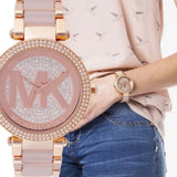 Michael Kors Parker Pink Dial Pink Steel Strap Watch for Women - MK6176 Authentic Buy Shop Now
