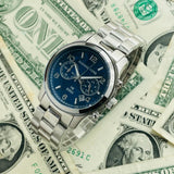 Michael Kors Hunger Stop 100 Series Navy Blue Dial Silver Steel Strap Watch for Women - MK5814 Authentic Buy Shop Now