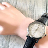 Burberry The City White Dial Black Leather Strap Watch for Women - BU9206 Authentic Buy Shop Now