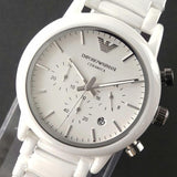 Emporio Armani Luigi Chronograph Ceramic White Dial White Ceramic Strap Watch For Men - AR1499 Authentic Buy Shop Now