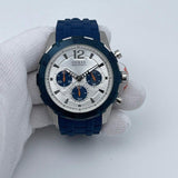 Guess Caliber Chronograph White Dial Blue Rubber Strap Watch for Men - W0864G6 Authentic Buy Shop Now