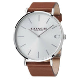 Coach Charles Silver Dial Brown Leather Strap Watch for Men - 14602152 Authentic Buy Shop Now