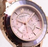 Swarovski Octea Lux Chrono Pink Dial Pink Leather Strap Watch for Women - 5452501 Authentic Buy Shop Now
