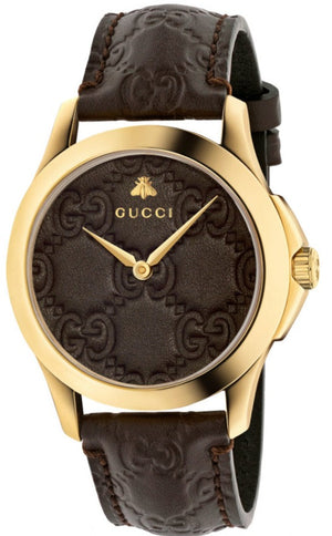 Gucci G Timeless Quartz Brown Dial Brown Leather Strap Watch for Men - YA1264035 Authentic Buy Shop Now