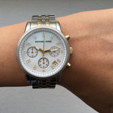 Michael Kors Ritz Chronograph White Dial Two Tone Steel Strap Watch for Women - MK5057 Authentic Buy Shop Now