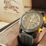 Burberry Sport Endurance Chronograph Grey Dial Grey Rubber Strap Watch for Men - BU7713 Authentic Buy Shop Now
