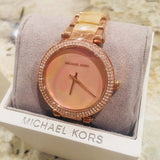 Michael Kors Parker Mother of Pearl Pink Dial Two Tone Steel Strap Watch for Women - MK6492 Authentic Buy Shop Now