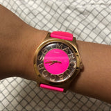 Marc Jacobs Henry Skeleton Pink Dial Pink Leather Strap Watch for Women - MBM1243 Authentic Buy Shop Now
