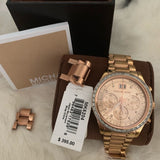 Michael Kors Brinkley Rose Gold Dial Rose Gold Steel Strap Watch for Women - MK6204 Authentic Buy Shop Now