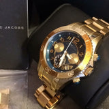 Marc Jacobs Rock Chronograph Green Dial Gold Steel Strap Watch for Women - MBM3252 Authentic Buy Shop Now