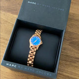 Marc Jacobs Henry Dinky Blue Dial Rose Gold Steel Strap Watch for Women - MBM3204 Authentic Buy Shop Now