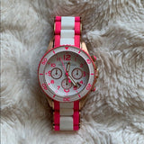 Marc Jacobs Rock Chronograph White Dial Two Tone Silicone Strap Watch for Women - MBM2593 Authentic Buy Shop Now