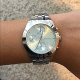 Marc Jacobs Peeker Chronograph Silver Dial Silver Steel Strap Watch for Women - MBM3371 Authentic Buy Shop Now