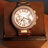 Michael Kors Camille Chronograph White Dial Rose Gold Steel Strap Watch for Women - MK5636 Authentic Buy Shop Now