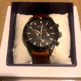 Movado Heritage Series 29mm Calendoplan Chronograph Black Dial Brown Leather Strap Watch For Men - 3650060 Authentic Buy Shop Now