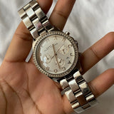Marc Jacobs Henry Glitz Chronograph Silver Dial Silver Steel Strap Watch for Women - MBM9017 Authentic Buy Shop Now