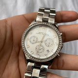 Marc Jacobs Henry Glitz Chronograph Silver Dial Silver Steel Strap Watch for Women - MBM9017 Authentic Buy Shop Now