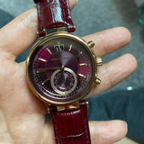 Michael Kors Sawyer Maroon Dial Maroon Leather Strap Watch for Women - MK2426 Authentic Buy Shop Now