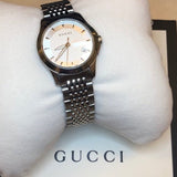 Gucci G Timeless Silver Dial Silver Steel Strap Watch For Men - YA126401 Authentic Buy Shop Now