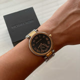 Michael Kors Skylar Black Dial Two Tone Steel Strap Watch for Women - MK5957 Authentic Buy Shop Now