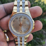 Bulova Crystal Collection Champagne Dial Two Tone Steel Strap Watch for Women - 98B174 Authentic Buy Shop Now