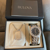 Bulova Crystal Collection Black Dial Silver Steel Strap Watch for Men - 96K102 Authentic Buy Shop Now