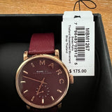 Marc Jacobs Baker Maroon Dial Maroon Leather Strap Watch for Women - MBM1267 Authentic Buy Shop Now