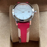 Burberry The City White Dial Haymarket Pink Leather Strap Watch for Women - BU9149 Authentic Buy Shop Now