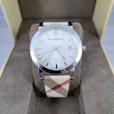 Burberry The City Nova Silver Dial White Leather Strap Watch for Women - BU9022 Authentic Buy Shop Now
