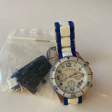 Marc Jacobs Rock Chronograph White Dial Two Tone Silicone Strap Watch for Women - MBM2594 Authentic Buy Shop Now