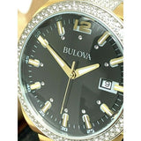 Bulova Crystal Black Dial Two Tone Steel Strap Watch for Men - 98B235 Authentic Buy Shop Now