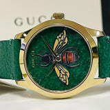 Gucci G Timeless Bee Green Dial Green Leather Strap Watch For Women - YA1264065 Authentic Buy Shop Now