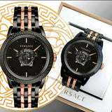 Versace Palazzo Empire Black Dial Two Tone Steel Strap Watch for Men - VERD00618 Authentic Buy Shop Now
