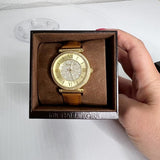 Michael Kors Catlin Champagne Dial Brown Leather Strap Watch for Women - MK2375 Authentic Buy Shop Now