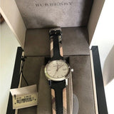 Burberry The City White Dial Black Haymarket Leather Strap Watch for Women - BU9150 Authentic Buy Shop Now