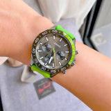 Fossil Bannon Chronograph Grey Dial Green Silicone Strap Watch for Men - BQ2501 Authentic Buy Shop Now
