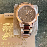 Burberry The City Grey Dial Rose Gold Steel Strap Unisex Watch - BU9754 Authentic Buy Shop Now