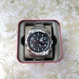 Fossil Bronson Chronograph Black Dial Silver Steel Strap Watch for Men - FS5710 Authentic Buy Shop Now