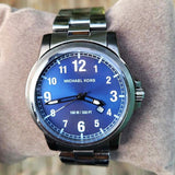 Michael Kors Paxton Analog Blue Dial Grey Steel Strap Watch For Men - MK8499 Authentic Buy Shop Now