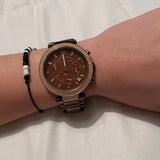 Michael Kors Parker Chronograph Brown Dial Brown Steel Strap Watch For Women - MK5578 Authentic Buy Shop Now