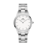 Daniel Wellington Iconic Link White Dial Silver Steel Strap Watch For Women - DW00100205 Authentic Buy Shop Now