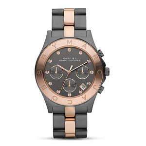 Marc Jacobs Blade Chronograph Grey Dial Two Tone Steel Strap Watch for Women - MBM3180 Authentic Buy Shop Now