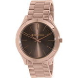 Michael Kors Slim Runway Brown Dial Rose Gold Stainless Steel Strap Watch for Women - MK3181 Authentic Buy Shop Now
